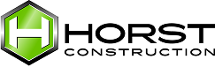 Green hexagon with Horst Construction logo.