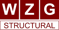 WZG Structural logo with red background.